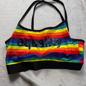 Midnight Hour Rainbow Equality Crop Top Sports Bra Pride LGBTQ‎ Women's MD